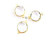 Gold Plated Faceted Rock Crystal Coin Connector, 14 mm, (BZC-7127)